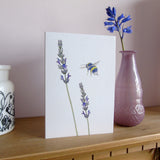 Lavender and bee greetings card