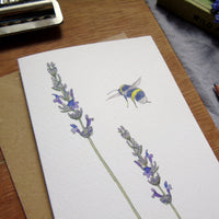 Lavender and bee greetings card