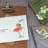 Fieldmouse on toadstool greetings card