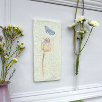 Handmade Poppy and Butterfly Wall art tile