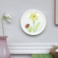 Primrose and ladybird mini wall plate