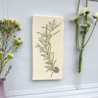 Handmade Rosemary and Ladybird Wall art tile