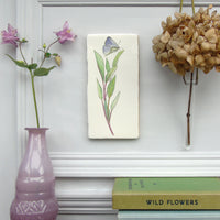 Sage and butterfly ceramic tile Wall Art