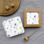 Set of Six Spring Flower and Bee Melamine Coasters