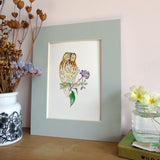 Tawny Owl and Ivy Berries A5 Giclée Fine Art Print