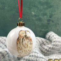 Tawny owl Bone china Christmas bauble