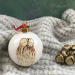 Tawny owl Bone china Christmas bauble